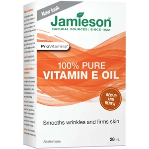 100% Pure Vitamin E Oil by Jamieson - Transparent, Clinically Proven to Smooth Wrinkles, Firm Skin