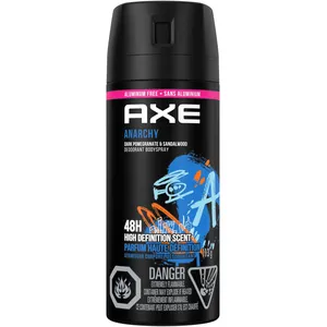 AXE Anarchy Deodorant Body Spray 113g - Long-Lasting Freshness with Spicy Dark Pomegranate & Sandalwood