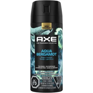 AXE Aqua Bergamot Premium Body Spray for Men - 72H Odour Protection with Essential Oils