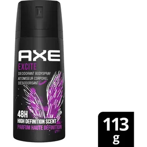 AXE Excite Deodorant Body Spray for Men, 113g - Crisp Coconut & Black Pepper, 48-Hour Odor Protection