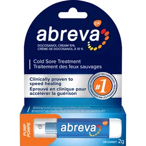 Abreva Cold Sore Treatment Cream 2g - Soothes, Heals, and Protects 