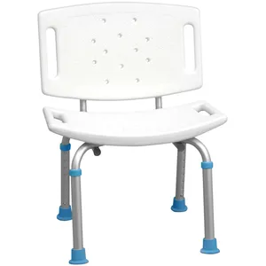 Adjustable Bath and Shower Chair with Non-Slip Seat and Backrest - AquaSense, White