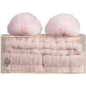 Adorable Pom Pom Headband and Cuff Set for Skincare, Makeup - Ultra Absorbent, 100% Polyester
