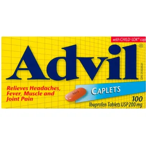 Advil Ibuprofen Caplets 200 mg for Headaches & Pain Relief, 100 Count with CHILD-LOK® Cap