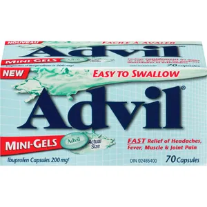 Advil Mini-Gels Ibuprofen Capsules for Headaches and Pain Relief, 200 mg, 70 Count