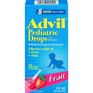 Advil Pediatric Drops for Infants 24 mL - Fever & Pain Relief, Grape Flavor, Age 4 Months to 3 Years