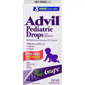Advil Pediatric Drops for Infants, Grape Flavor, Dye Free, 24 mL - Pain & Fever Relief for Ages 4 Months to 3 Years