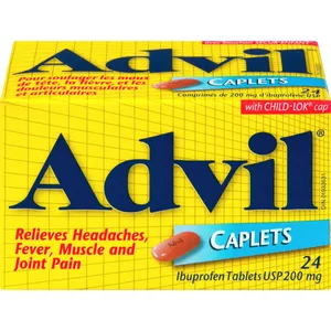 Advil Regular Strength Ibuprofen Caplets 200 mg for Headaches, Pain Relief, 24 Count