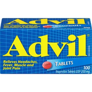 Advil Regular Strength Ibuprofen Tablets, 200 mg, 100 Count for Fast Headache and Pain Relief