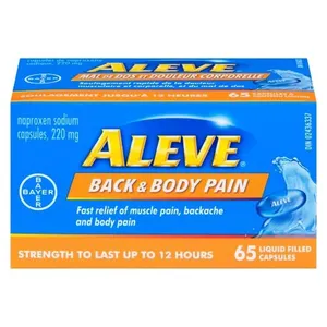 Aleve Liqui-Gel 220mg Back & Body Pain Relief, 65 Capsules - Fast Acting, Targeted Relief