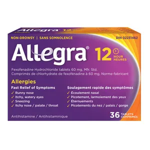 Allegra 12 Hour Allergy Relief Tablets, 60 mg - Non-Drowsy, Fast Relief for Seasonal Allergies