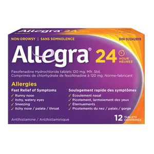 Allegra 24 Hour Allergy Relief Tablets 120 mg - Non-Drowsy, Fast & Effective Seasonal Allergy Relief