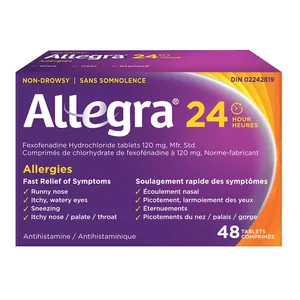 Allegra 24 Hour Allergy Relief Tablets, Non-Drowsy, 120 mg for Seasonal Allergies