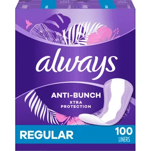 Always Anti-Bunch Xtra Protection Daily Liners Regular Unscented for All-Day Freshness