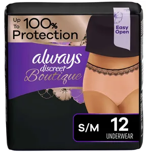 Always Discreet Boutique Incontinence Underwear for Women, S/M, Rosy - Maximum Protection