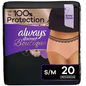 Always Discreet Boutique Incontinence Underwear for Women, S/M, Rosy - Maximum Protection & Comfort