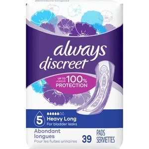 Always Discreet Heavy Long Incontinence Pads, 39 Count - Ultimate Leak Protection, Discreet Comfort