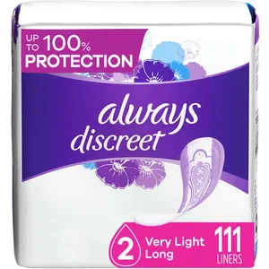Always Discreet Incontinence Liners, Very Light Absorbency, Long Length, 111 CT - Comfortable Protection