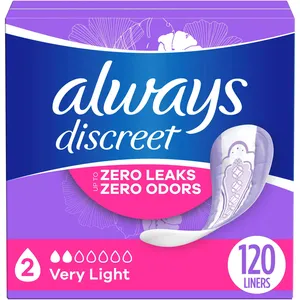 Always Discreet Incontinence Panty Liners, Very Light Absorbency, Regular & Long Length Options