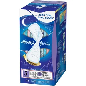 Always Infinity FlexFoam Pads Size 5 Extra Heavy Overnight Absorbency, 12-Hour Protection, Unscented