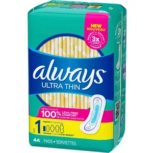 Always Ultra Thin Pads Size 1 Regular Absorbency Unscented, 44 Count - 3X Protection System