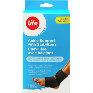 Ankle Support with Stabilizers - One Size Fits All, Adjustable Straps, Open Heel Design for Comfort