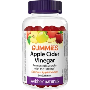 Apple Cider Vinegar Gummies by Webber Naturals - Delicious Vegan Apple Flavor, 200 mg Extract