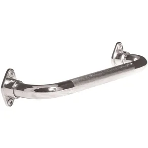 Aquasense 12 Inch Knurled Chrome Grab Bar with Rotating Flange - Rust Resistant Safety Support