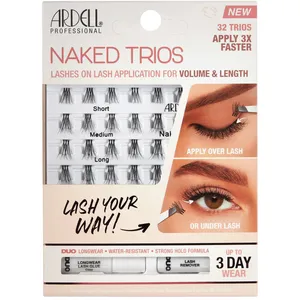 Ardell Naked Lashes Trios Kit - Black - Customizable & Beginner-Friendly with 32 Soft Lash Trios