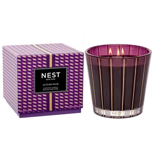 Autumn Plum 3 Wick Candle - Sweet Woody Aroma with Wild Plum, Cinnamon, Patchouli Leaf, Cashmere Wood