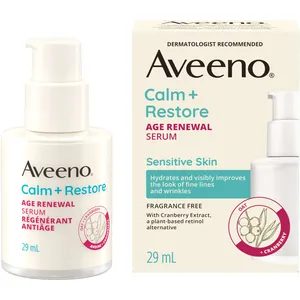 Aveeno Calm + Restore Age Renewal Serum for Fine Lines & Wrinkles, 29 mL - Fragrance-Free Formula