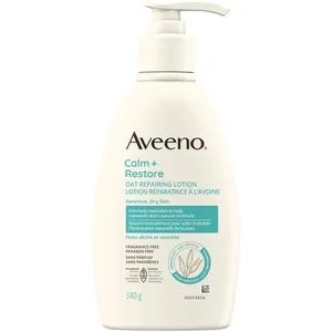 Aveeno Calm + Restore Oat Repairing Lotion for Sensitive Skin, Fragrance-Free, 30% Recycled Plastic Bottle