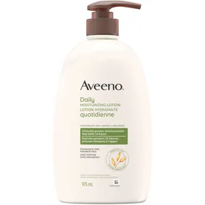 Aveeno Daily Moisturizing Body Lotion 975ml, Fragrance Free - Nourishes Dry Skin with Prebiotic Oat
