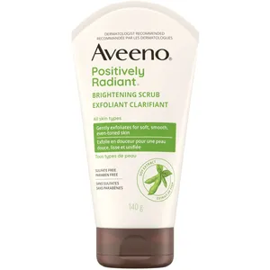 Aveeno Positively Radiant Skin Brightening Daily Scrub - 140g Tube, Hypoallergenic Exfoliant