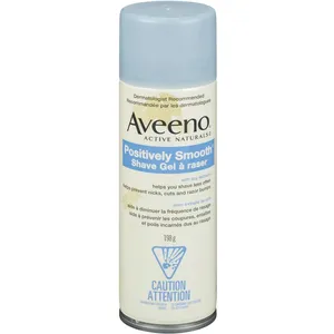 Aveeno Positively Smooth Shave Gel - 198g, Soothing Formula with Aloe, Vitamin E, & Soy