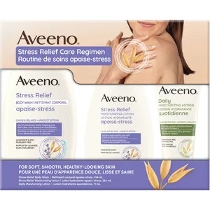 Aveeno Stress Relief Holiday Gift Pack - Moisturizing Lotion, Body Wash & Daily Lotion for Healthy Skin