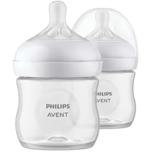 Avent Natural Baby Bottle 4oz with Natural Response Nipple, 2 Pack - Mimics Breastfeeding Flow