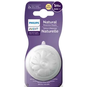 Avent Natural Response Nipple Flow 3, 1M+, 2 Pack - Mimics Breastfeeding for Baby's Comfort
