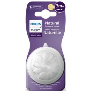 Avent Natural Response Nipple Flow 4, 3M+, 2 Pack - Baby Controls Milk Pace Like Breastfeeding