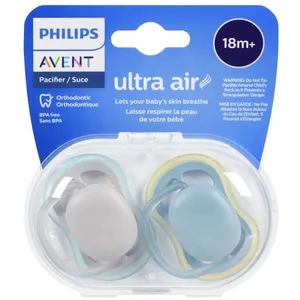 Avent Ultra Air Pacifier 18m+ Beige/Dawn - Lightweight, BPA-Free, with Sterilizer Case