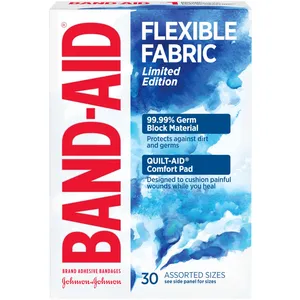 BAND-AID Flexible Fabric Watercolor Bandages - 30 Count in Various Sizes for Cuts and Scrapes