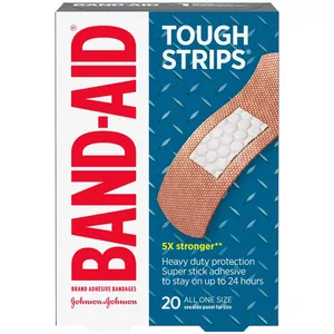 BAND-AID Tough-Strips Adhesive Bandages - Durable Protection, Heavy-Duty, Sterile, Pack of 10 or 20