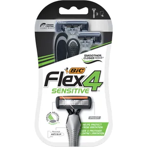 BIC Flex-4 Sensitive Razor with 4 Flexible Blades and Ergonomic Handle for a Smooth Shave