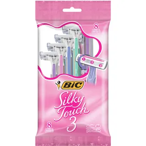 BIC Silky Touch 3 Women's Disposable Razors - 4 Pack with Triple Blades, Aloe & Vitamin E for Sensitive Skin
