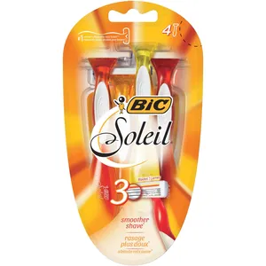 BIC Soleil Original Razors with 3 Blades and Aloe Vera Strip for Smooth Shaves, 4 Count
