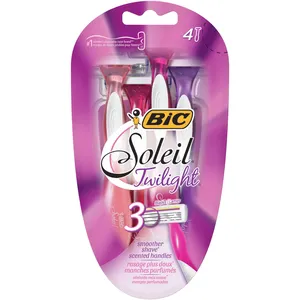 BIC Soleil Twilight Razors - 4 Lavender-Scented Disposable Razors with Triple Blades for Smooth Shave