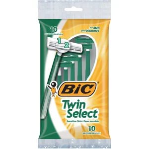 BIC Twin Select Sensitive Disposable Razors, 10-Count for Smooth and Comfortable Shaving