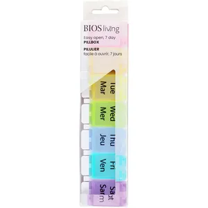BIOS Living Easy Open Pill Box - 7 Compartments for Daily Use, Ideal for Travel, BPA Free