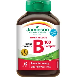 B Complex 100 mg Timed Release Vitamins for Energy, Metabolism, and Immune Support