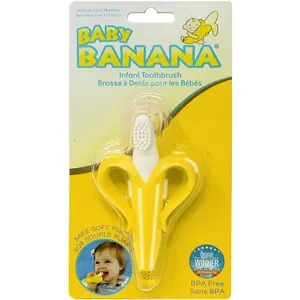 Baby Banana Toothbrush for Infants 3-12 Months - Soft Silicone, Flexible Handle, Teething Relief